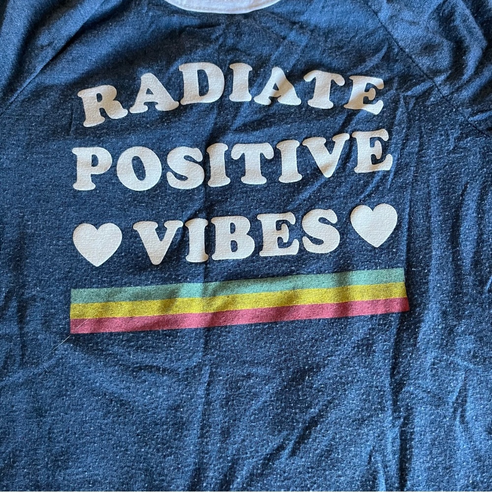 Girl’s Radiate Positive Vibes Ringer Tee size S - Picture 2 of 5